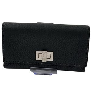 FENW42: Fendi Black Leather Turn-Lock Wallet
